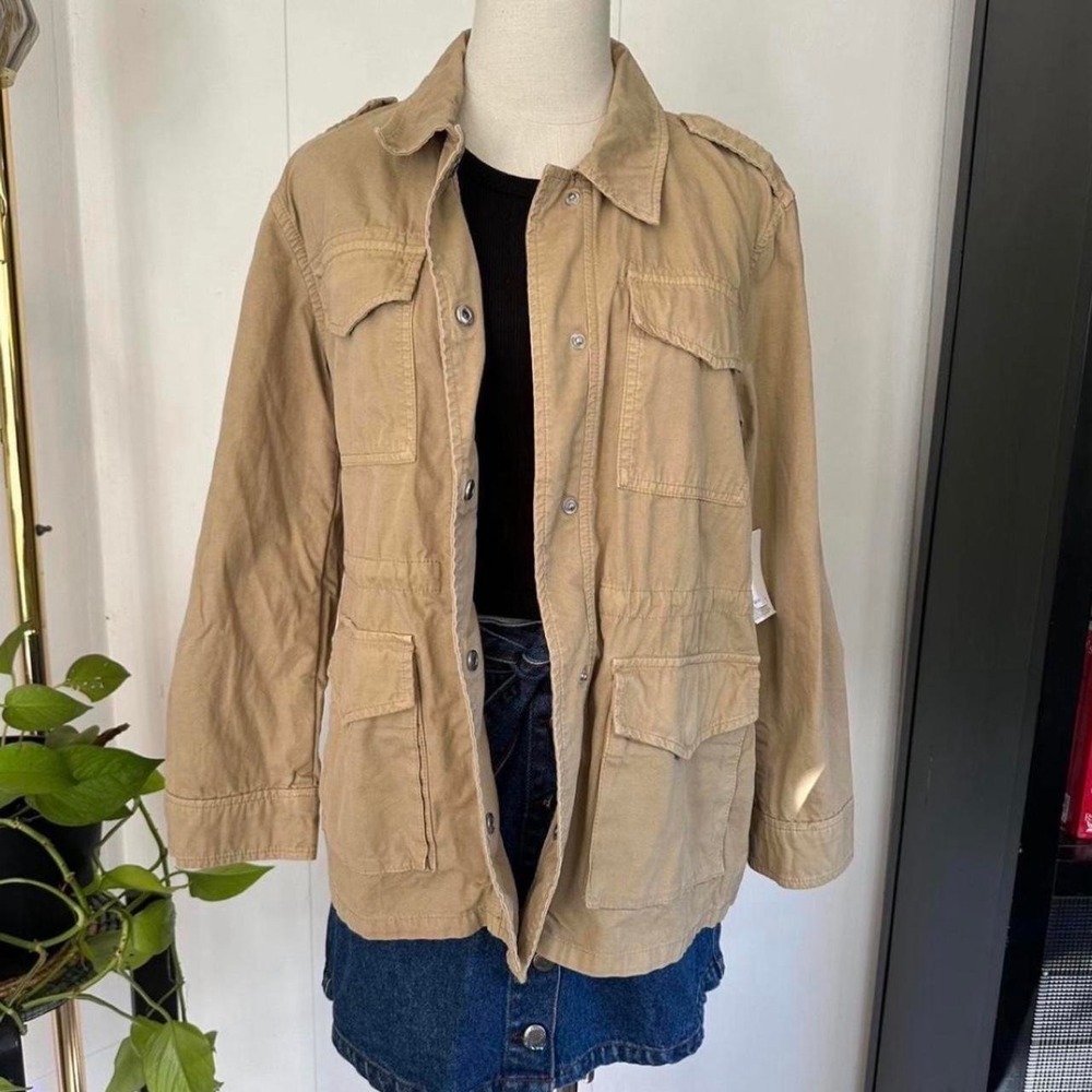 Gap Utility Safari Jacket Tan Relaxed Fit Cinched Waist Large Petite NWT